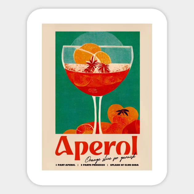 Retro Aperol Spritz Poster Holiday Print Homebar, Kitchen Bar Prints, Vintage Drinks, Recipe, Wall Art Sticker by BetterManufaktur